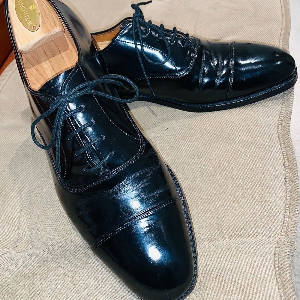 Premium Black Bespoke Cap Toe Oxfords. - Picture 16 of 16